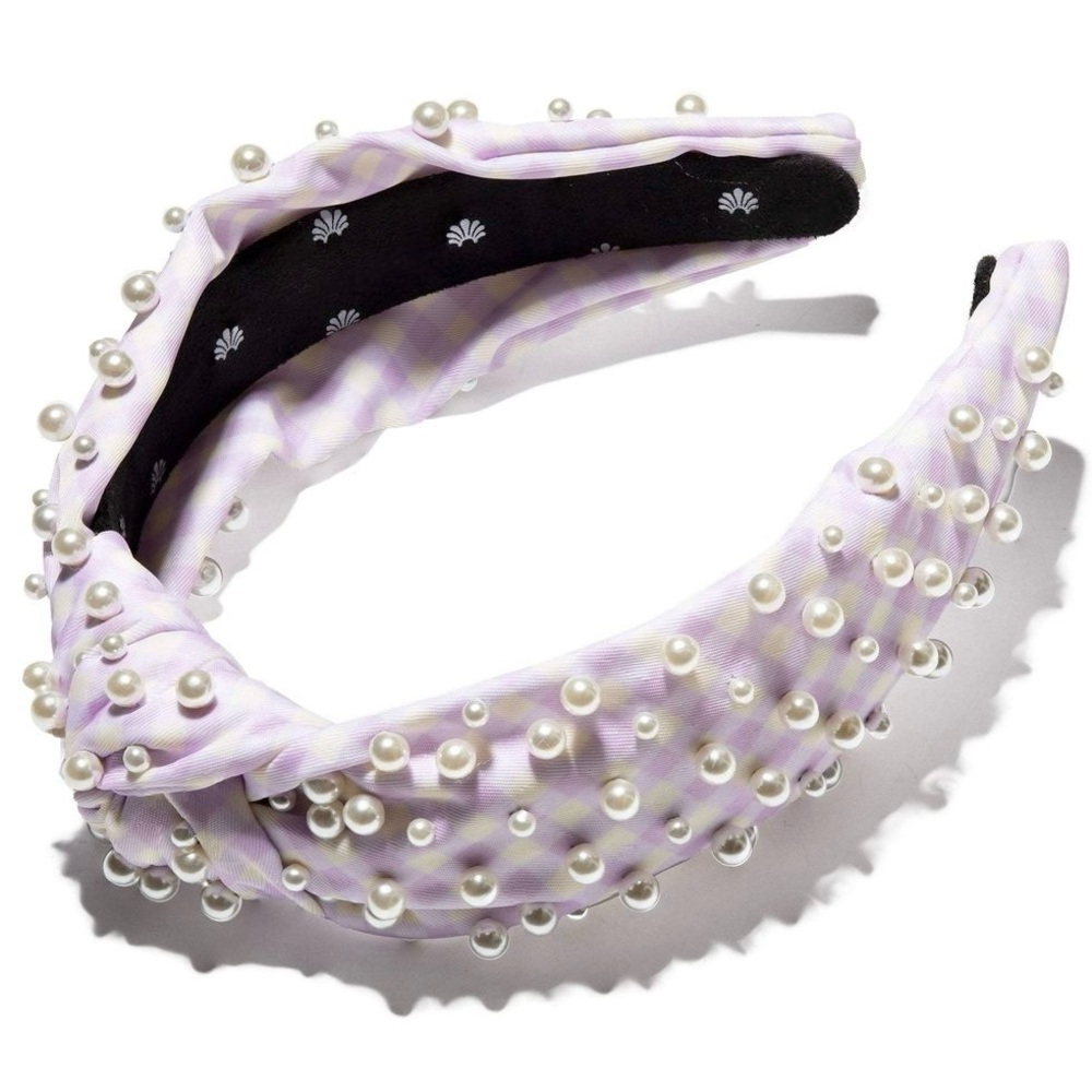 Lele Sadoughi Stoney Clover Lane Lavender Multi Pearl Purple Gingham Headband